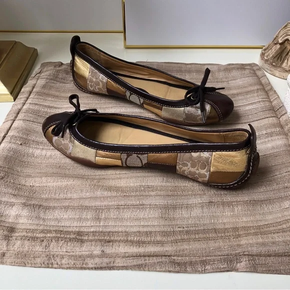 Coach Jenilee Mosaic Metallic Ballet Driving Flat Leather Patchwork Shoes 8.5 M - Picture 7 of 7